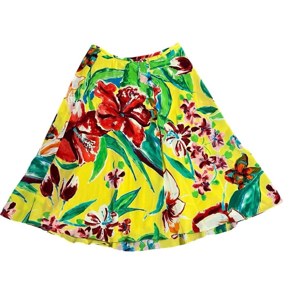 Ralph Lauren Purple Label Silk Floral Skirt Yellow Multi Size 6 - Picture 5 of 13